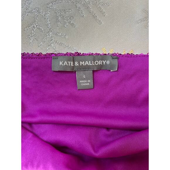 KATE & MALLORY Magenta Sequin Blouson Camisole Bright Fuchsia Sz L - Picture 7 of 7
